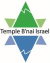 A green and blue star with the words temple b ' nai israel underneath it.