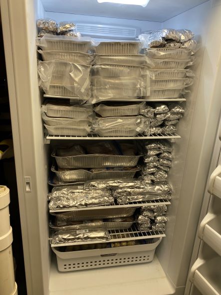  A freezer full of Noodle Kugels