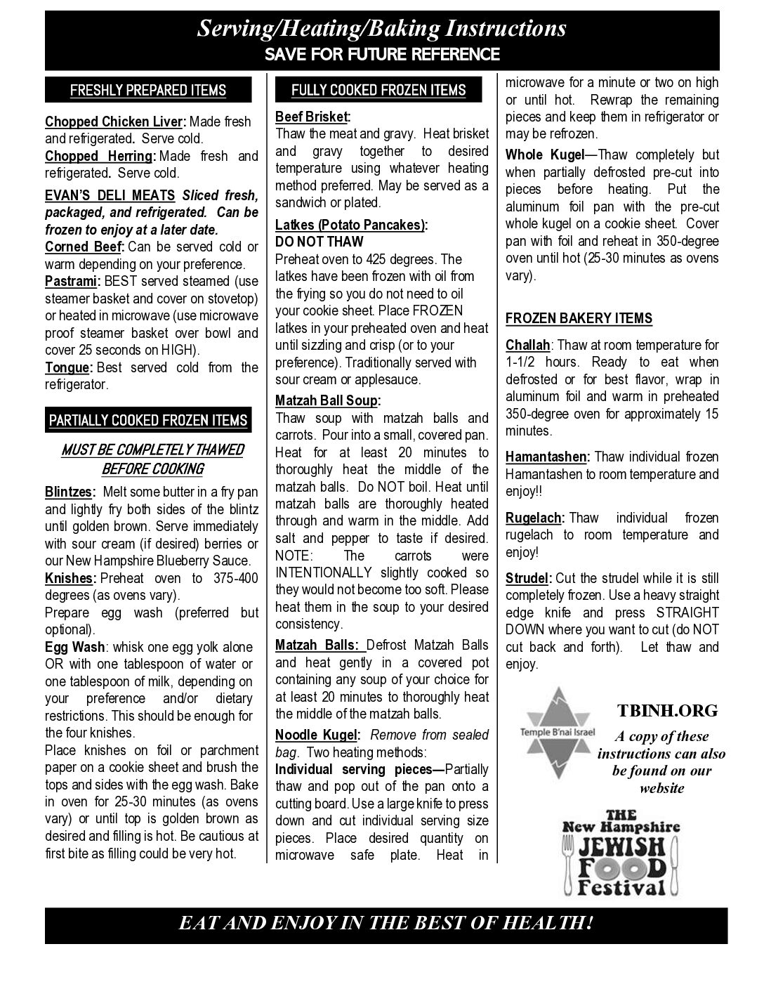 HEATING INSTRUCTIONS REVISED 2025